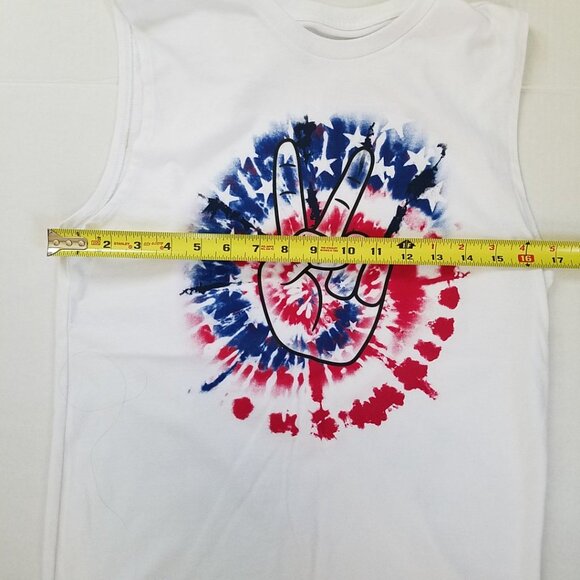 Celebrate Patriotic 4th of July  Hippie Peace Sign Sleeveless Tee XL - Picture 7 of 8